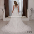 White Scoop Vestidos De Novia Floor Length A Line Sleeveless Lace Wedding Dresses